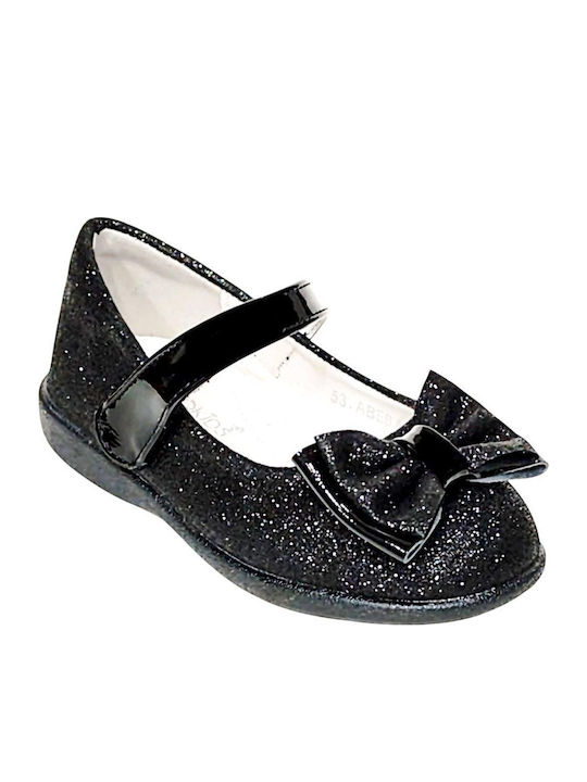 Kids Anatomic Ballerinas with Hoop & Loop Closure Black