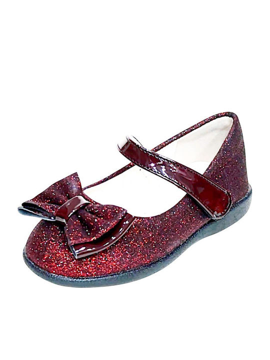 Kids Anatomic Ballerinas with Hoop & Loop Closure Burgundy
