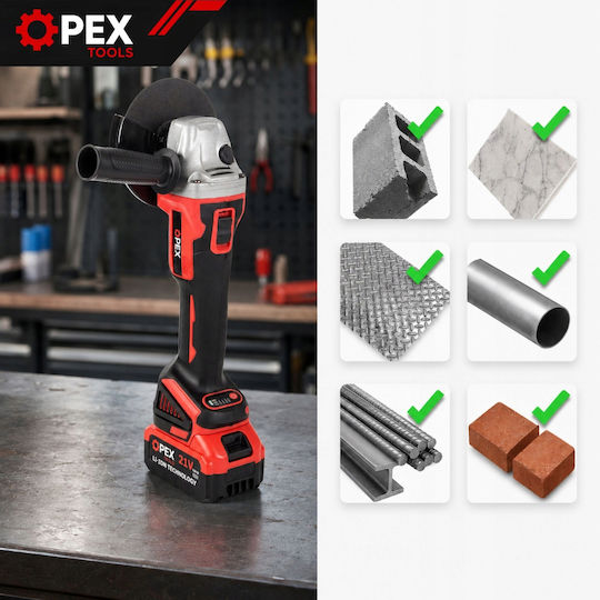 Verk Group Battery Powered Tool Set Angle Grinder & Impact Driver Brushless 21V with 2 Batteries 3Ah and Case