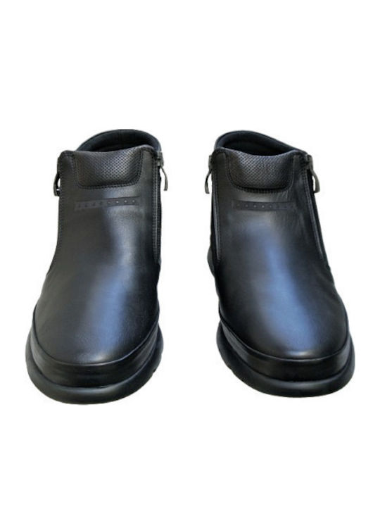 Piele Negru Ghete barbati Anatomic cu fermoar