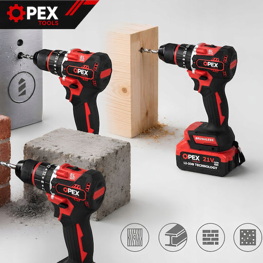 Verk Group Κρουστικό Δραπανοκατσάβιδο Μπαταρίας Brushless 21V 2x3Ah