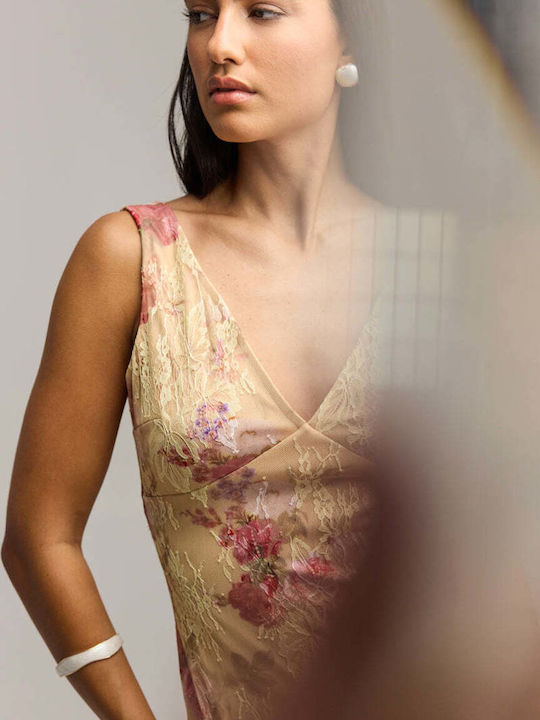 Sommer Maxi Wickel Damenkleid Gelbe