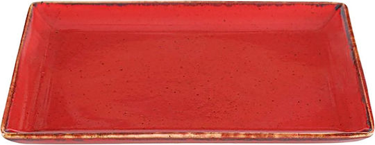 Porland Rectangular Shallow Serving Plate Porcelain Red 27cm