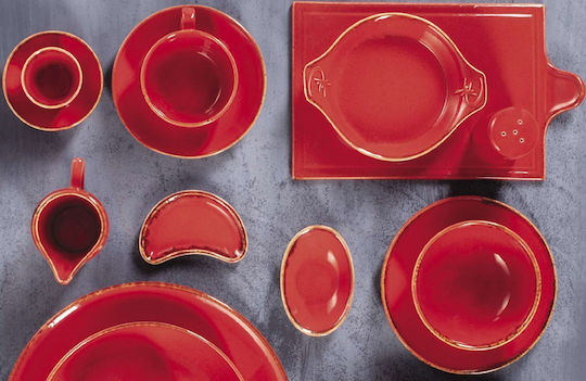 Porland Round Serving Bowl Made of Porcelain Red