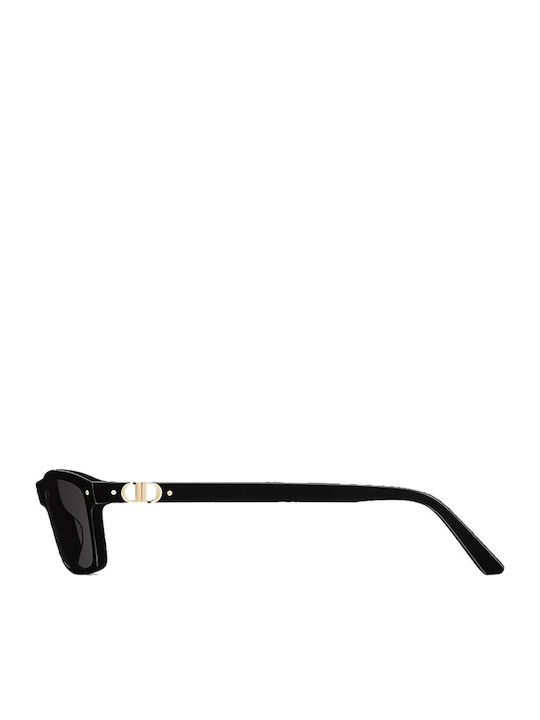 Dior Unisex Sunglasses with Black Horn-Rimmed Frame and Black Lens