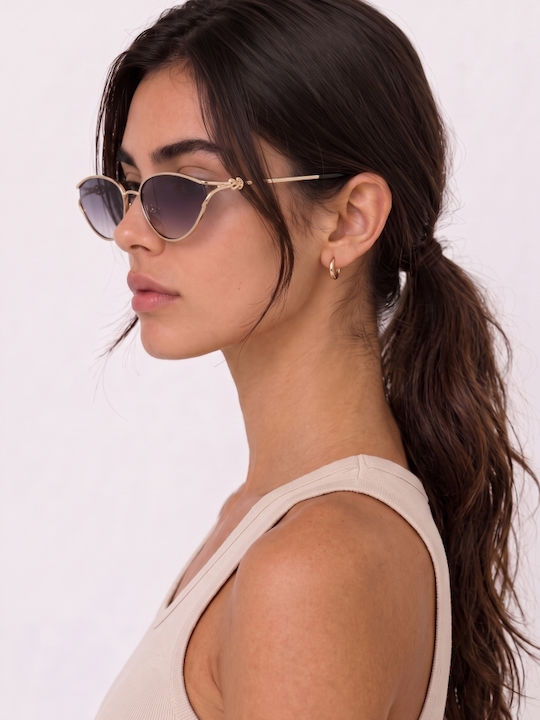 Luigi Woman Sunglasses with Black Metallic Frame and Black Lens