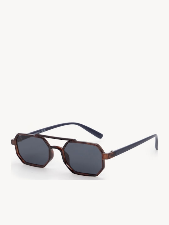 Luigi Unisex Γυαλιά Ηλίου με Καφέ Μεταλλικό Σκελετό και Καφέ Φακό