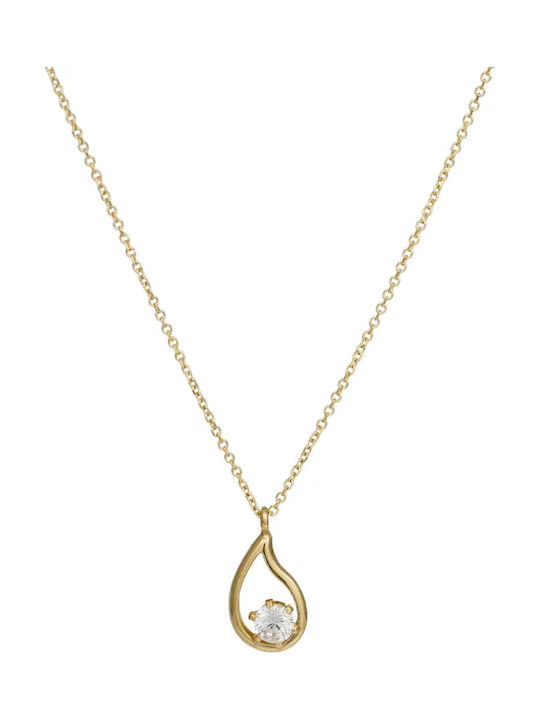 Halskette Mit Träne Aus Gold 9K Mit Zirkon Halskette Mit Träne Aus Gold 9K Mit Zirkon