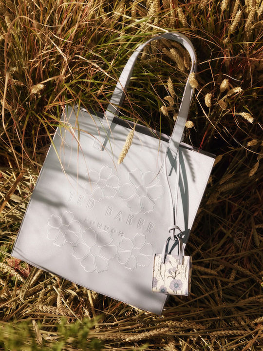 Floral Geantă Dama Shopper de Umăr Albastră