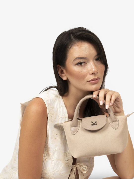 Leather Women's Handbag Beige