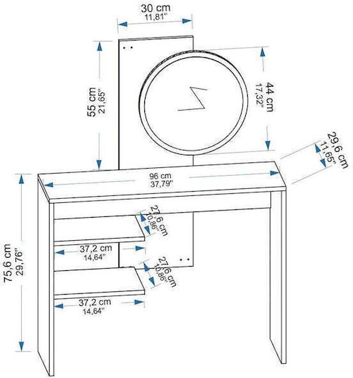 Τουαλέτα Κρεβατοκάμαρας Κίτρινο 96x29x75εκ.