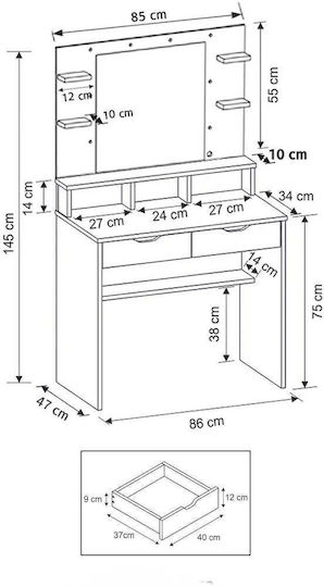 Τουαλέτα Κρεβατοκάμαρας Γκρι 86x47x145εκ.