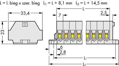 12-Pol 2-Leiter Exeii Klemmleiste 4mm2 Montageschienen Fi 3,2mm Hellgrau 262-142