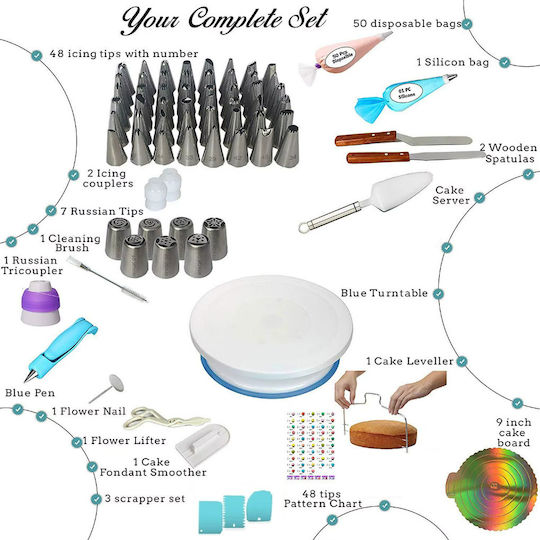 Set Pungi De Patiserie De Unică Folosință Din Plastic 1cm 124 Bucăți ZT1XJ53QWS180