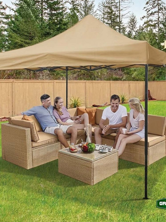 Grasher Gazebo Pliabil De Grădină Bej 3x3m