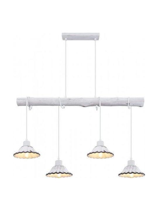 Globo Lighting Ceiling Light White Rail for 4 E27 Bulbs