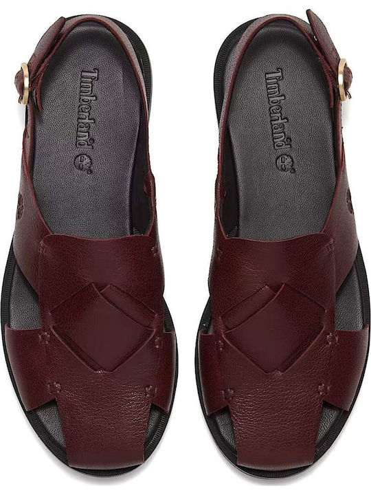 Damen Flache Sandalen Burgundisch