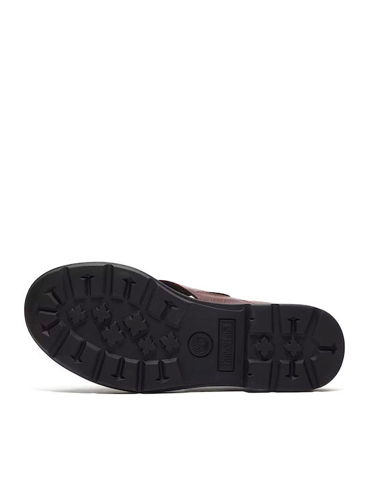 Damen Flache Sandalen Burgundisch