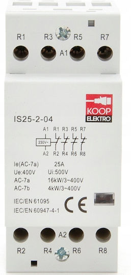 Zweipolig Schienenumschalter 230V 25A