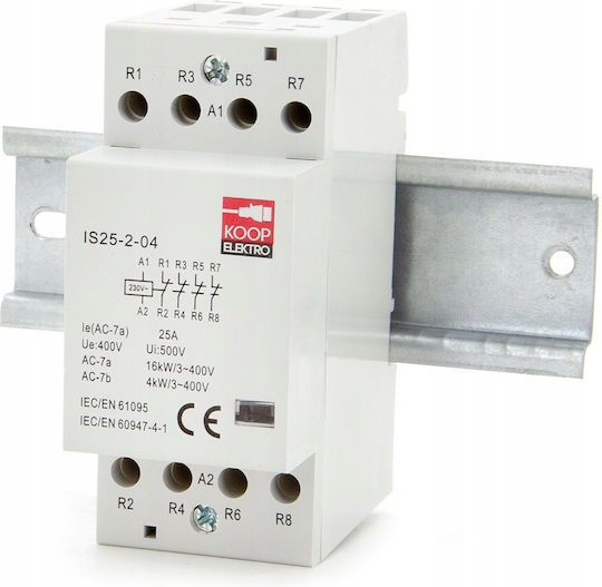Zweipolig Schienenumschalter 230V 25A