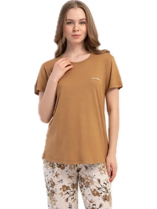 Kezokino Summer Women's Brown Pyjama Set