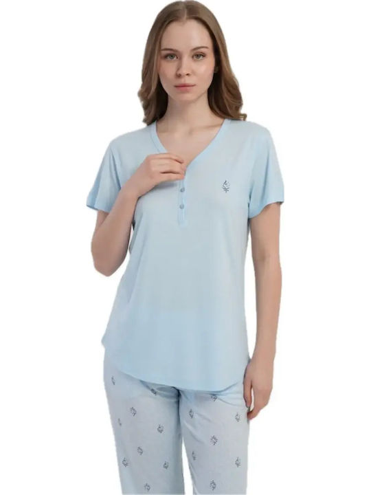 Kezokino Summer Women's Light Blue Pyjama Set
