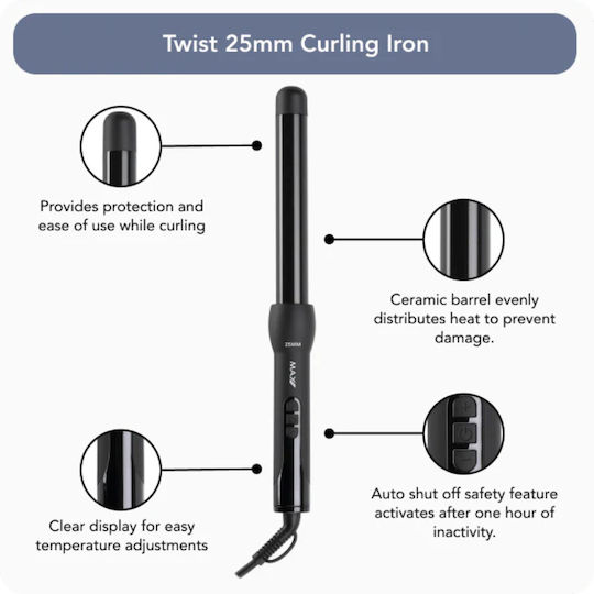 Max Pro Hair Curling Iron for Curls 25mm