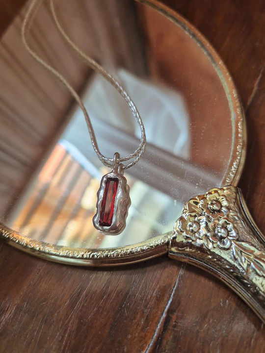 Sisyphus Necklace Made of Silver with Orange Zircon