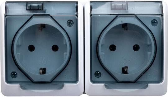 Elektro-plast Hermes Hermetic Power Socket Schuko U Smoke Flap 16a Ip44 White 0325-01
