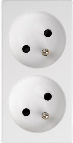 Simon Connect Double Power Socket S500 Grounded 2x230v 16a Without Signaling Pins Pure White 50000468-030