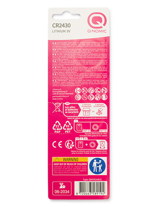 Q-Nomic Baterii Litiu pentru Ceasuri CR2430 3V 5buc