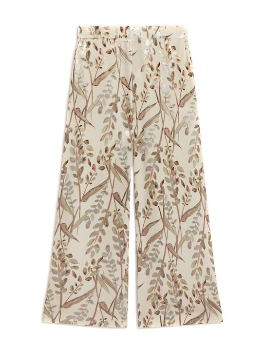 Damenhose in Breit Beigebraun- Grün- Taupe