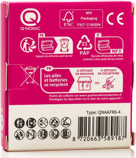 Q-Nomic Μπαταρίες Λιθίου AA 1.5V Μιας Χρήσης (High Performance) 4τμχ