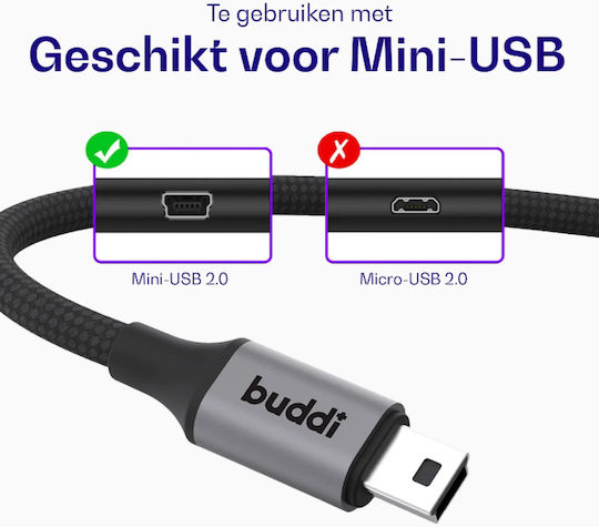 Buddi Cablu USB 2.0 USB-A Mini USB-A Negru 2m