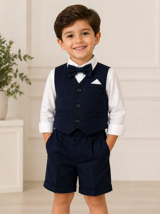 Kids Clothing Set with Shorts Summer 4 Pieces Blue-Black Petros Petros