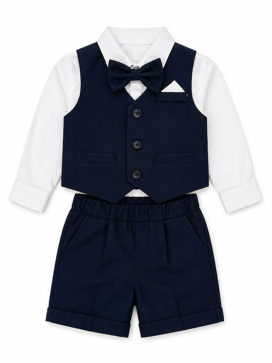 Kids Clothing Set with Shorts Summer 4 Pieces Blue-Black Petros Petros