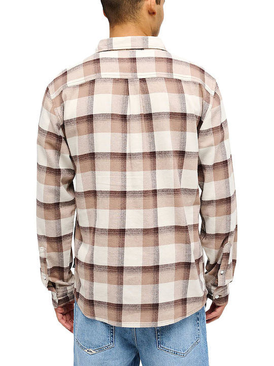 Motherfly Long Sleeve Flannel Shirt in Regular Fit Checked Plaid