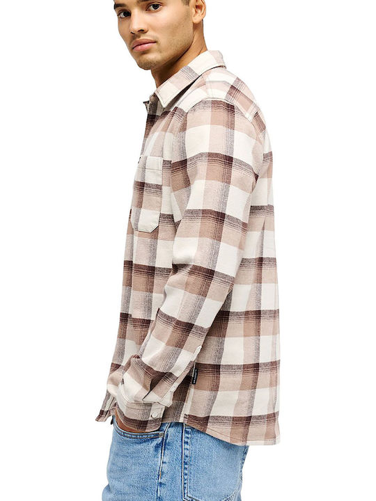 Motherfly Long Sleeve Flannel Shirt in Regular Fit Checked Plaid