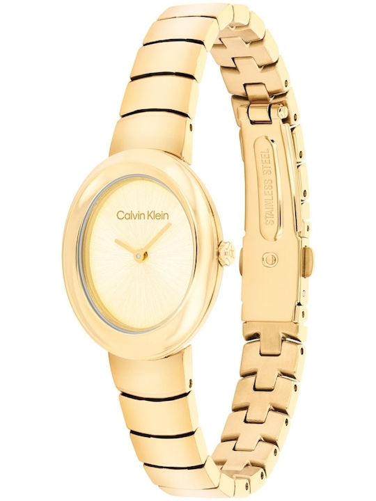 Calvin Klein Twisted Bezel Ceas Dama 24mm Cu Baterie Cu Brățară Metalică Aurie