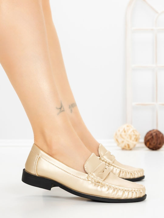 Mocasini Dama Din Piele Auriu