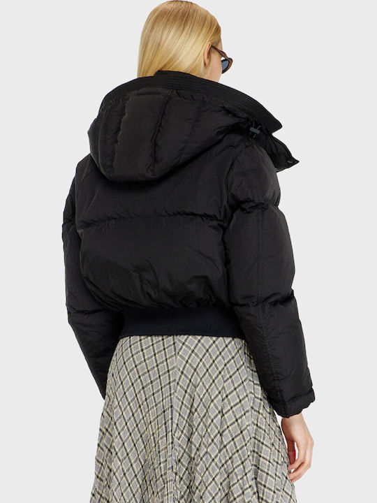 Short Women's Puffer Jacket for Winter Black