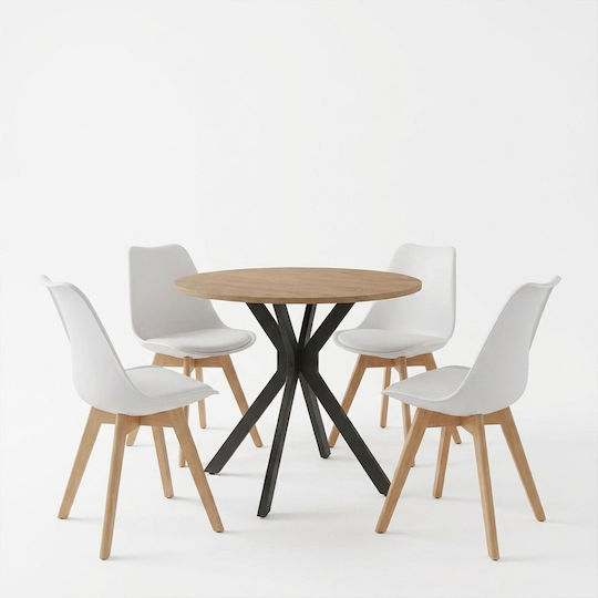 Kitchen Table Gaston with 4 Chairs 80x80cm