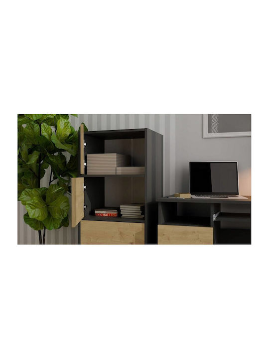 Büroaufbewahrungsschrank aus Holz Anthrazit 48,5x40x119,5cm