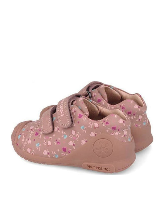 Anatomic Leather Kids Ankle Boots with Hook & Loop Closure Pink