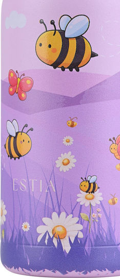 Estia Wonder Bottle Save The Aegean Stainless Steel Kids Thermos Water Bottle with Straw Non Spill Garden Friends 350ml