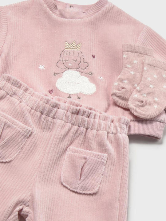 Kids Sweatpants Set Pink 3 Pieces