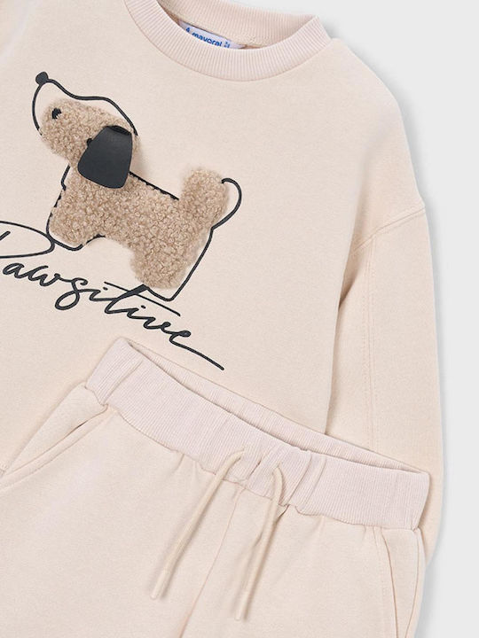 Kids Sweatpants Set Beige 2 Pieces
