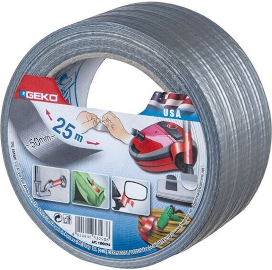 Geko Geko Fabric Adhesive Tape Silver 25m x 50mm
