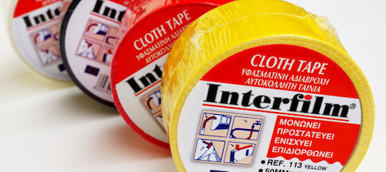 Interfilm Cloth Yellow Αυτοκόλλητη Υφασμάτινη Ταινία Κίτρινη 10mx50mm
