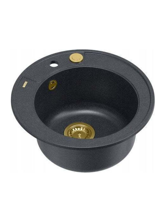 GraniteQ Drop-In Spüle aus Verbundgranulat B48.5xT48.5cm Schwarz